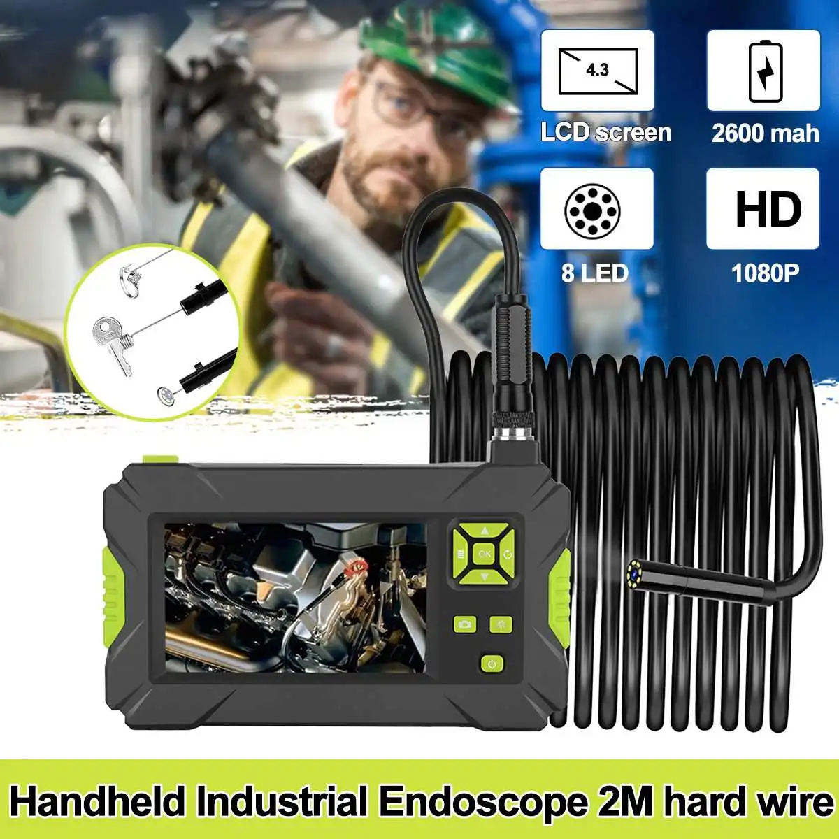 

With 8 LEDs 1080P Digital Display Handheld Industrial Endoscope Camera 4.3 Inch Color LCD Screen 8mm Ip67 Waterproof