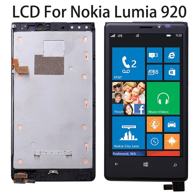 ЖК-дисплей для NOKIA Lumia 920 Черный сенсорный экран с рамкой дигитайзер замена