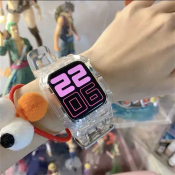 

Strap for Apple Watch Series 1 2 3 4 5 Strap bracelet Transparent Rubber case for Apple watch 38mm 40mm 42mm 44mm Silicone strap