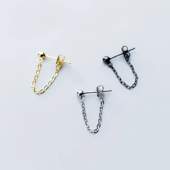 

MloveAcc 2019 100% 925 Solid Real Sterling Silver Jewelry Chain Stud Earrings for Women Girls Kids Gift