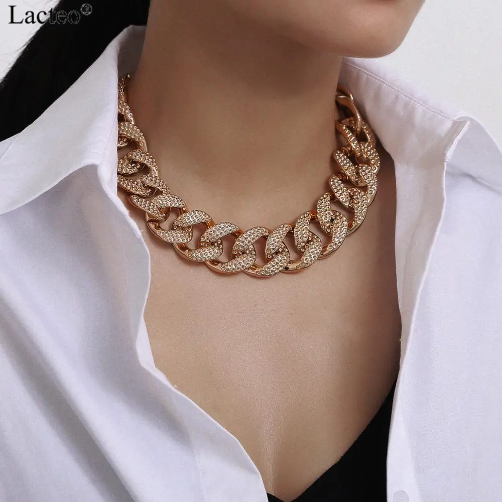 Lacteo Exaggerated Big Golden Thick Chunky CCB Chain for Female Hip Hop Choker Statement Fashion Short Clavicle Chain Necklace|Колье| | АлиЭкспресс
