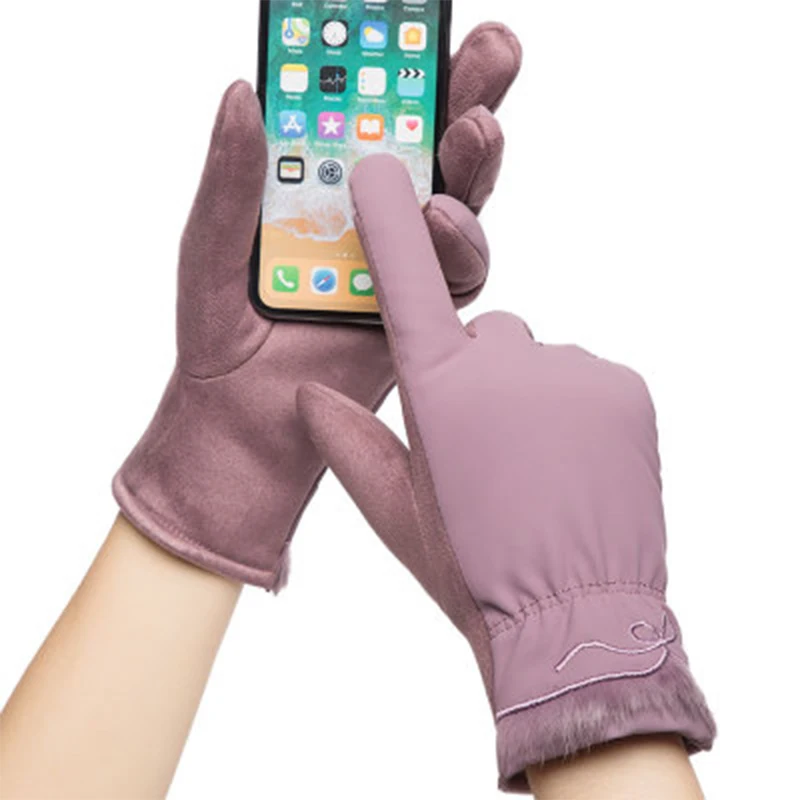 Cotton Gloves Lady Bicycle Outdoor Touch Screen Five-fingered Warm Winter Multicolored Gloves Motorcycle Professional Gloves