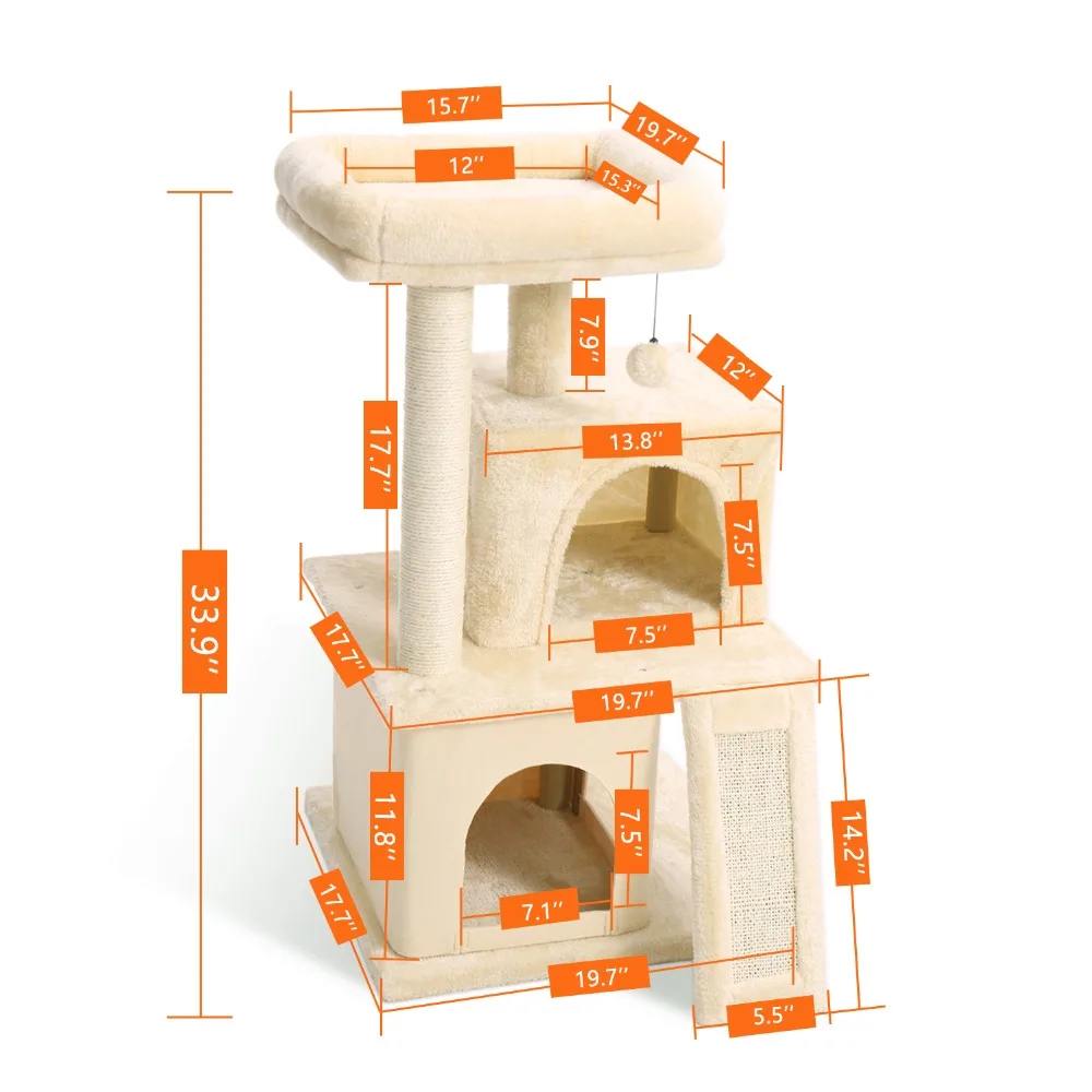 Domestic Delivery Cat Tree Condo House Scratcher Funny Scratching Post Climbing Tree Toy for Cats Kitten Activity Pet House Nest