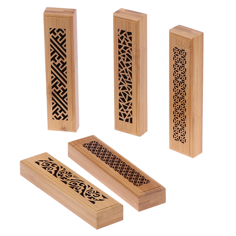 1Pc Bamboo Wooden Hollow Out Incense Burner Holder Censer Holder Box Spirituality Relax Random Style