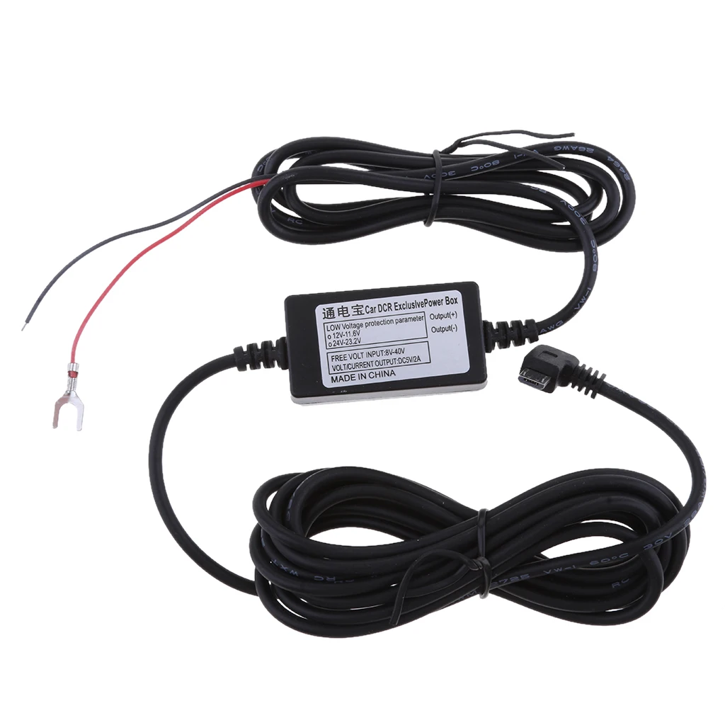 Автомобильный видеорегистратор Эксклюзивный блок питания адаптер питания постоянного тока 90 ° левый Micro USB кабель 3,5 м 12 В до 5 В Универсальный