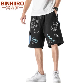 

Men's Cartoon Printed Fashion Shorts Hip Hop Loose Comfortable Breathable Cargo Pants 2020 Summer Straight Casual Shorts Male