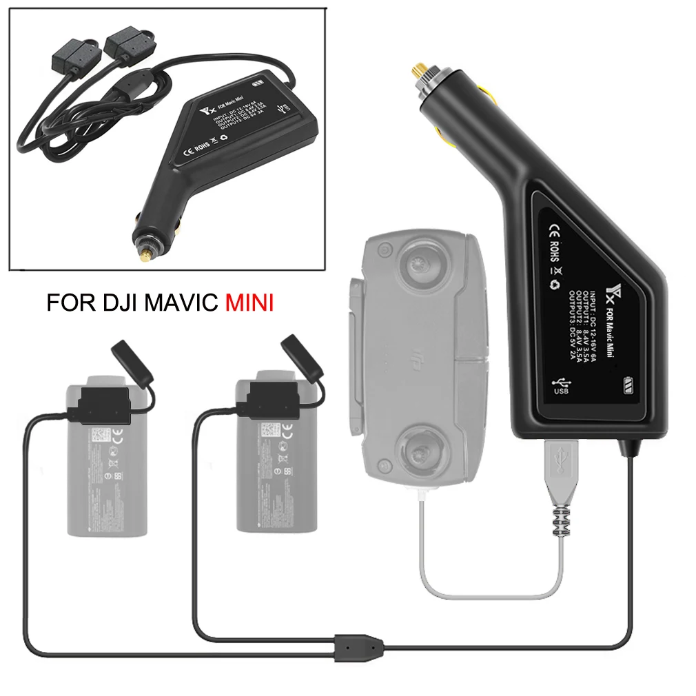 3в1 автомобильное зарядное устройство для DJI Mavic Mini Быстрая зарядка в дроне зарядное устройство s транспорт открытый портативный