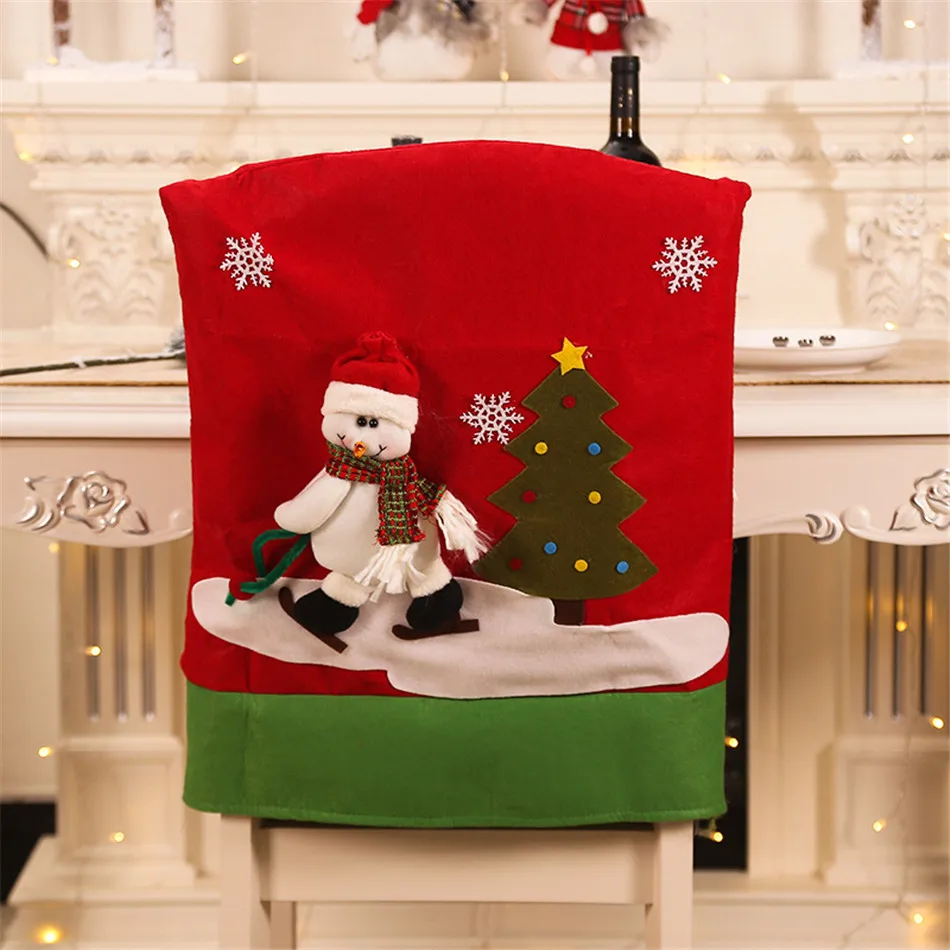 Snowman Рождественский чехол на стул для столовой, съемный, моющийся, растягивающийся чехол на сиденье, вечерние принадлежности, рождественские украшения для дома Navidad - Цвет: Snowman