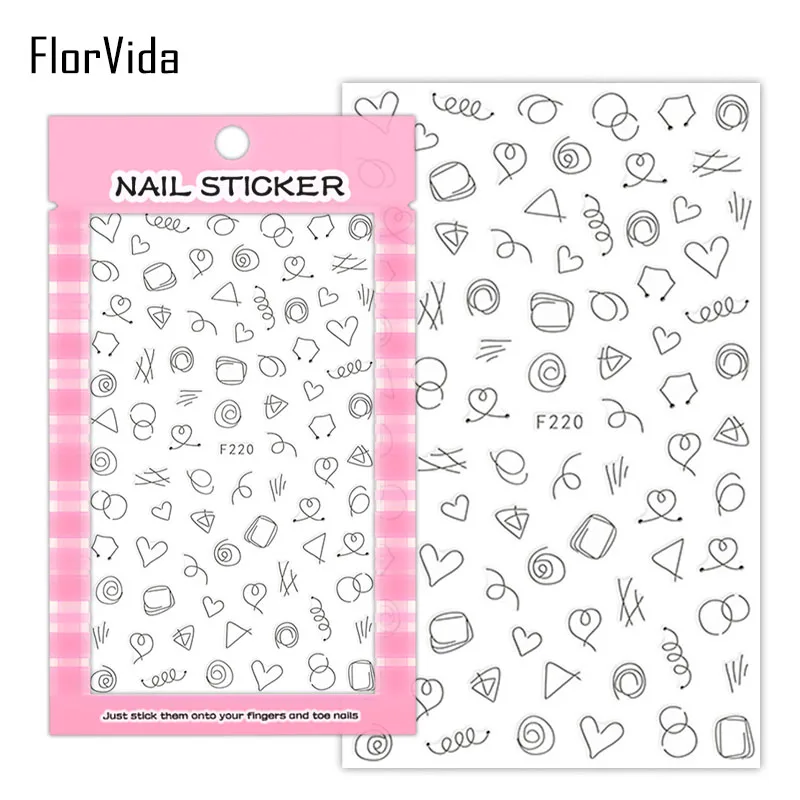 F220 Silver FlorVida F214-220 3D слайдер для ногтей золотые черные наклейки Переводные картинки с бабочками клейкий дизайн для маникюра Советы украшения для ногтей - Цвет: F220 Silver