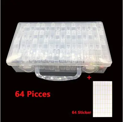 64PCS Plus Stickers 64 балки 5D DIY алмазная живопись аксессуары контейнер для бисера Стразы коробка для хранения Алмазная Вышивка Инструменты Чехол Органайзер - Цвет: 64PCS Plus Stickers
