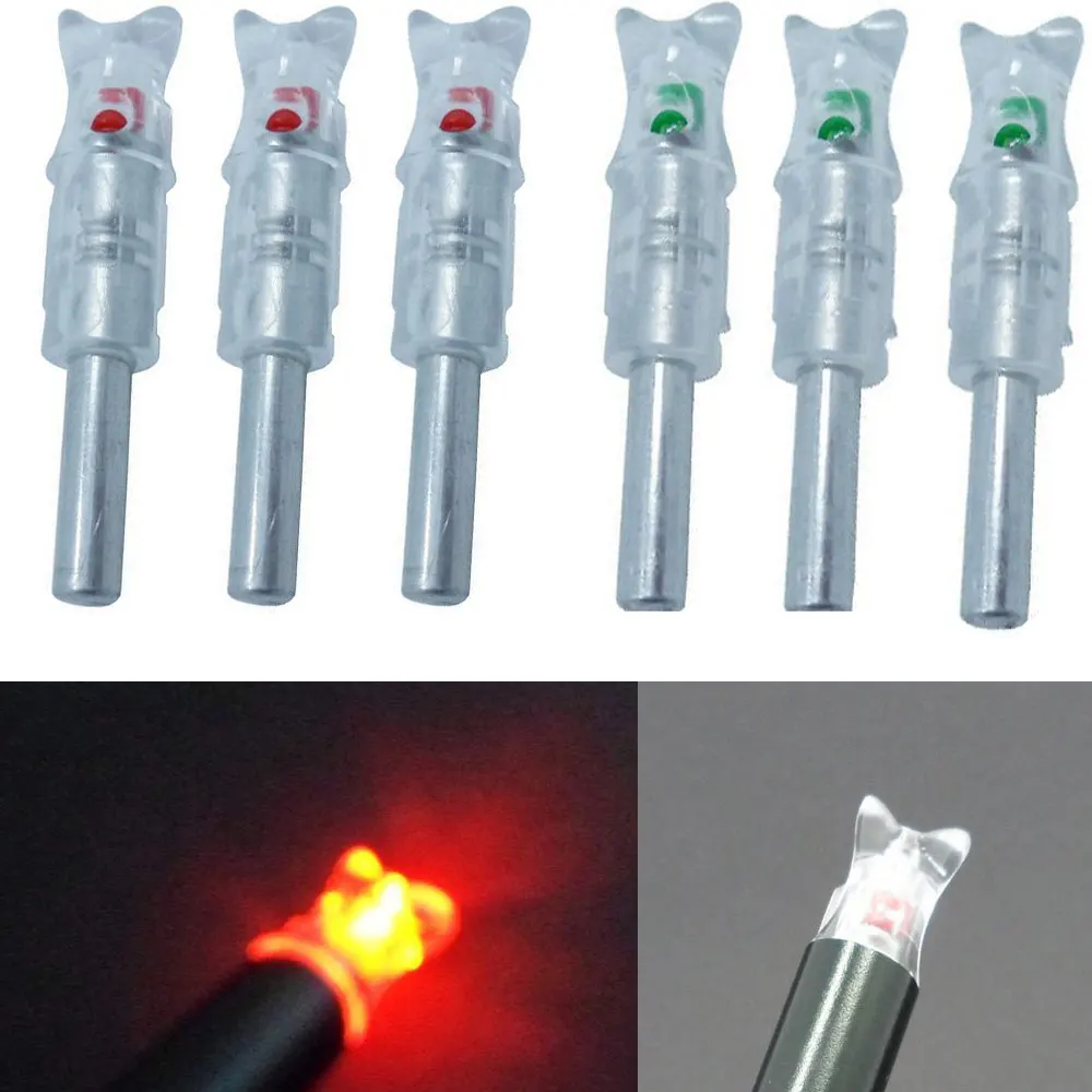6pcs Crossbow Bolts Lighted Nock Automatically Archery Hunting 7.6mm LED Nock 