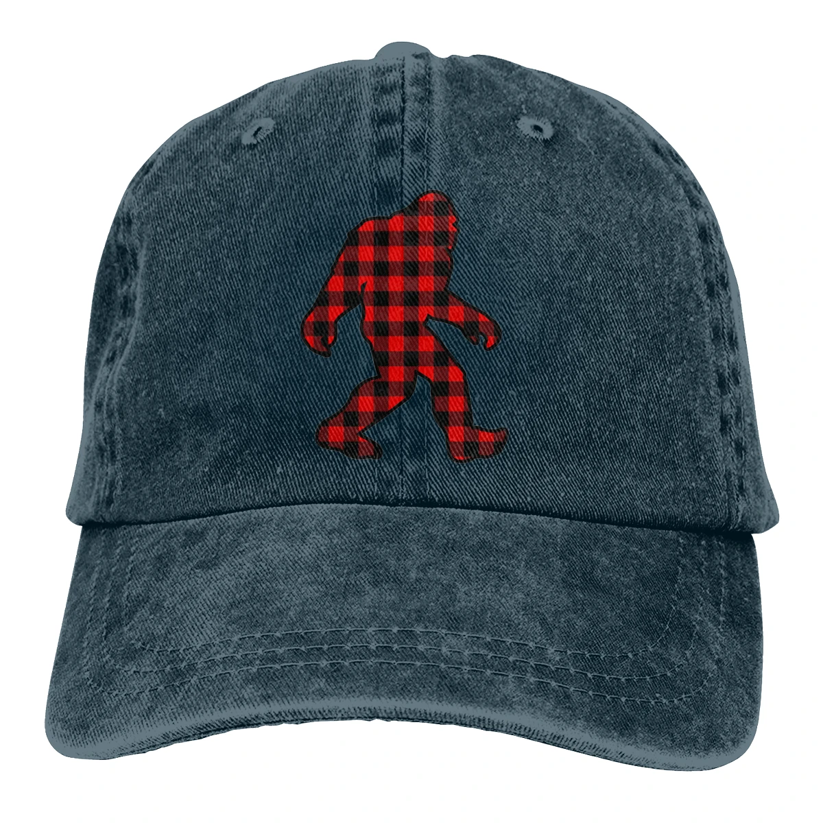Красный плед Bigfoot Casquette черный унисекс Мужские Женские джинсовые бейсболка с ремешком кепки Регулируемый Гольф папа шляпа