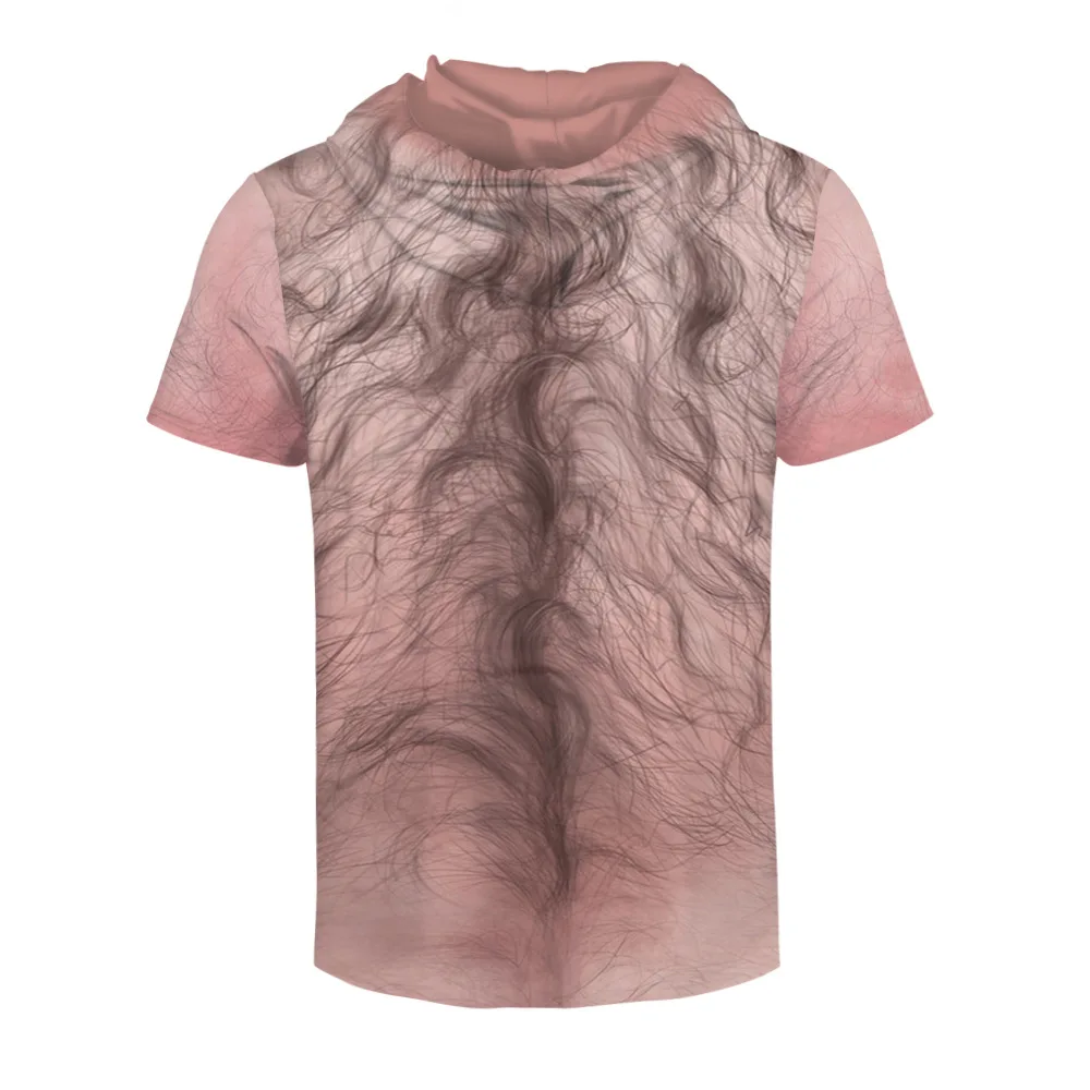 Chest hair 3D digital print lover T-shirt with short sleeves |