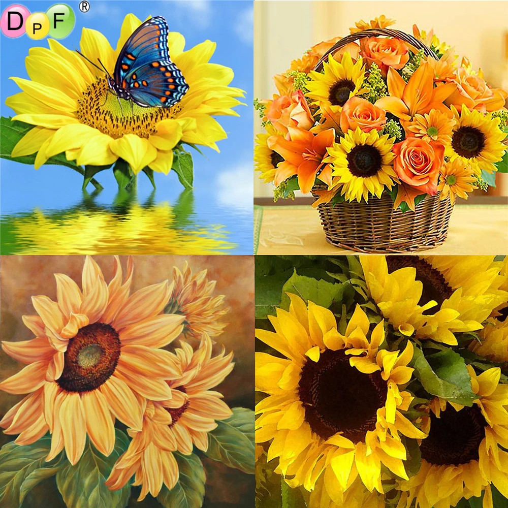 DPF алмазная живопись Алмазная вышивка Подсолнух Вышивка крестом ремесла мозаика