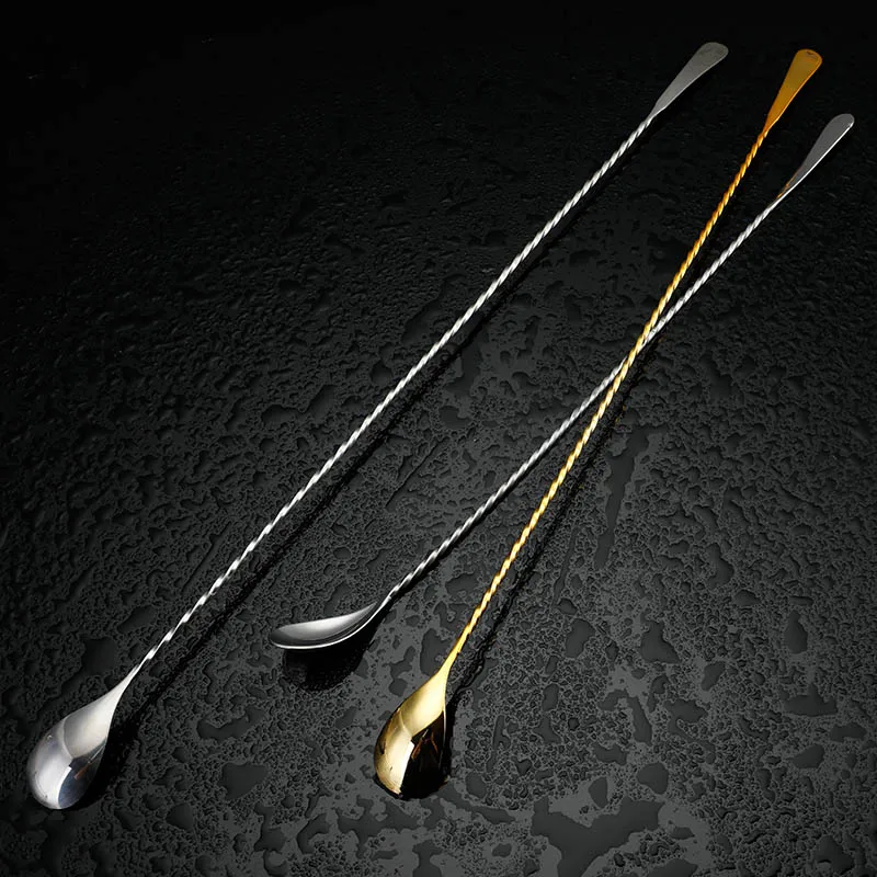 304 Stainless Steel Cocktail Bar Spoon 40CM Hoffman Drink Mixer Bar Stirring Mixing Spoon Spoons