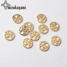 Zinc Alloy Charms Golden Flat Round Shape Connector Charms 13mm 10pcs/lot For DIY Tassel Earrings Jewelry Making Accessories