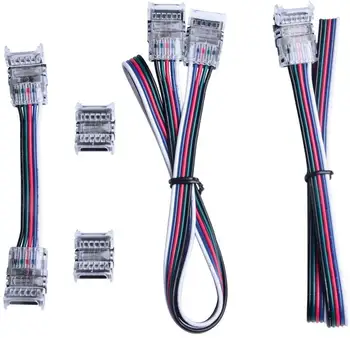 

RGBW LED Strip Connector 5 Pin for 12mm Non-Waterproof and Silicon Waterproof,Includes Seamless Middle Splicer,Controller/Wire