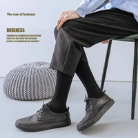 Chaussettes longues pour hommes de marque, décontractées, en coton peigné, classiques, unies, pour affaires, cadeau de fête ou de mariage, confortables, noires, Sokken 3