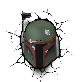 

Disney Star Wars Boba Fett Mask 3D Decoration Wall Lamp Modern Children Bedroom Cartoon Bedside Lamp X4860