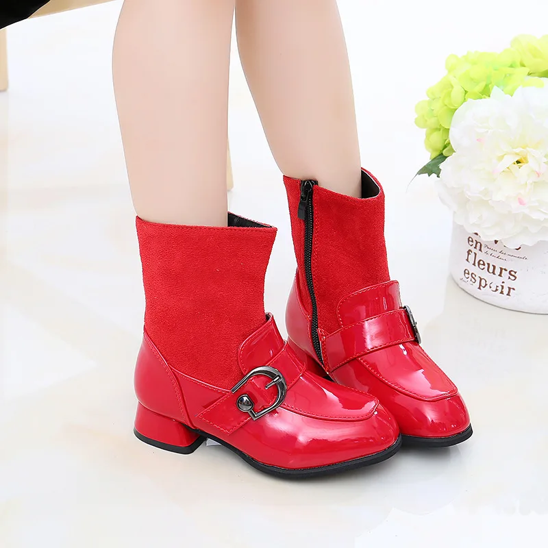 photo color Girls Boots Solid High Heels Kids Boots For Girls Children Party Princess Winter Shoes Boot Girl Size 27-37 - Цвет: photo color