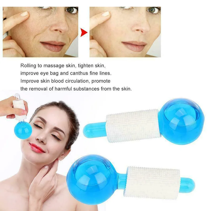 

2pcs Facial Massage Globes Ice Hockey Energy Crystal Ball Cooling Beauty Ice Globes Massage Tools Neck Massager