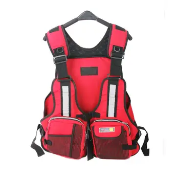 

Adult Survival Vest Multi Pocket Reflective Adjustable Waistcoat Jacket With Whistle For Swimming Fishing Surfing Boating