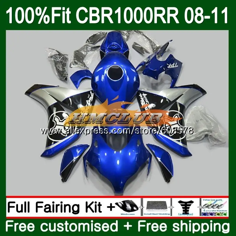 Литья под давлением для HONDA CBR1000 RR CBR 1000 RR 2008 2009 2010 2011 79CL. 42 CBR 1000RR CBR1000RR 08 09 10 11 обтекатель oem, синего и серебряного цвета - Цвет: No. 1