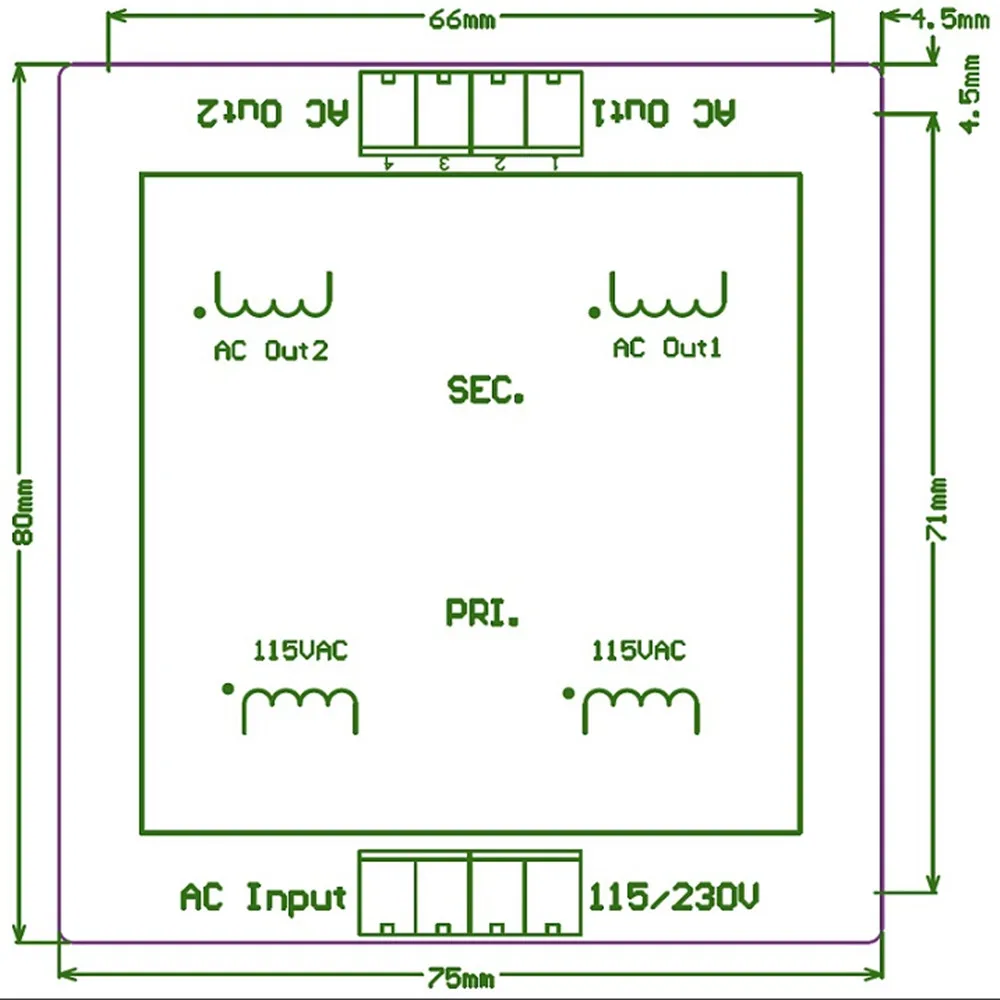 1PCS Bare PCB Install Circuit Board For 15/25VA Talema Seal Transformer Square 