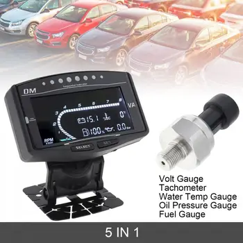 

Universal LCD Electronic Oil Pressure Gauge Volt Voltmeter Water Temperature Fuel Meter Tachometer with Sensor for Car / Truck