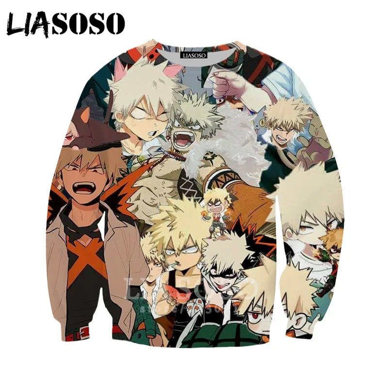 My Hero Academy Толстовка для мужчин женщин Bakugou кацуки толстовки 3D принт аниме хип хоп Уличный топ с круглым вырезом Модный пуловер A281-24