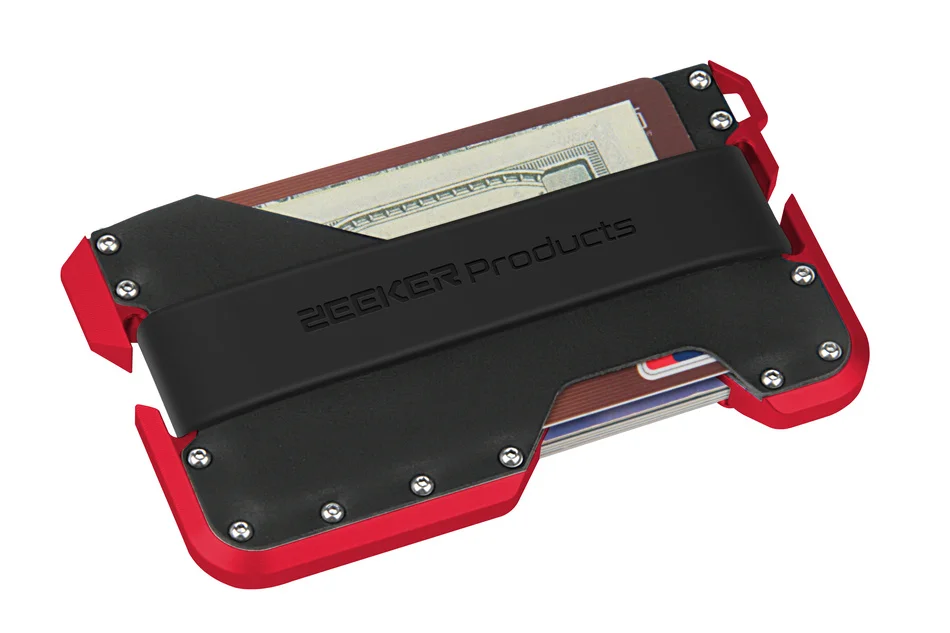 red metal black L ZEEKER дизайн Алюминиевый металлический RFID блокирующий кредитный держатель для карт из натуральной кожи минималистичный бумажник для карт для мужчин - Цвет: red metal black L