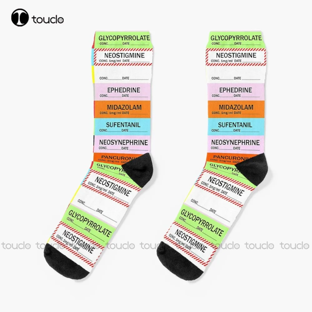 

Anesthesia Medication Labels Socks White Socks Women Christmas New Year Gift 360° Digital Print Personalized Custom Women Men