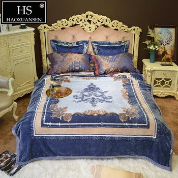 

European Baroque Super Soft Blue Cloudy Blanket Four Seasons Picnic Office Bed Sofa Adult Child Warm Throw Blankets 200*230 cm