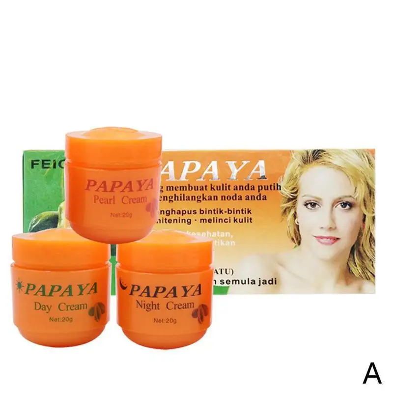Natural Vitamer Papaya Whitening Face Day And Night Creams Anti Spot Freckle Wrinkle Improve Dark Skin Care Cosmetic 2pcs/set - Цвет: A