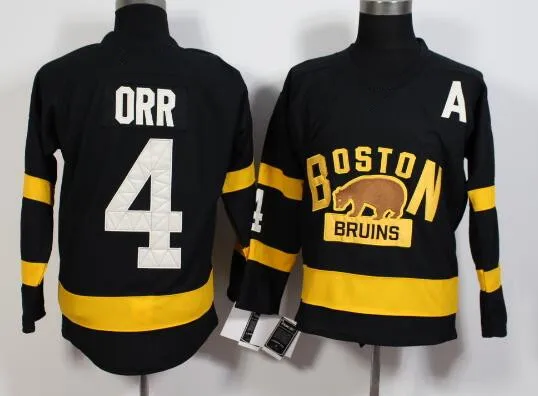 

Boston Bruins #4 Bobby Orr high quality Retro throwback MEN'S Hockey Jersey Embroidery Stitched Customize any number and name