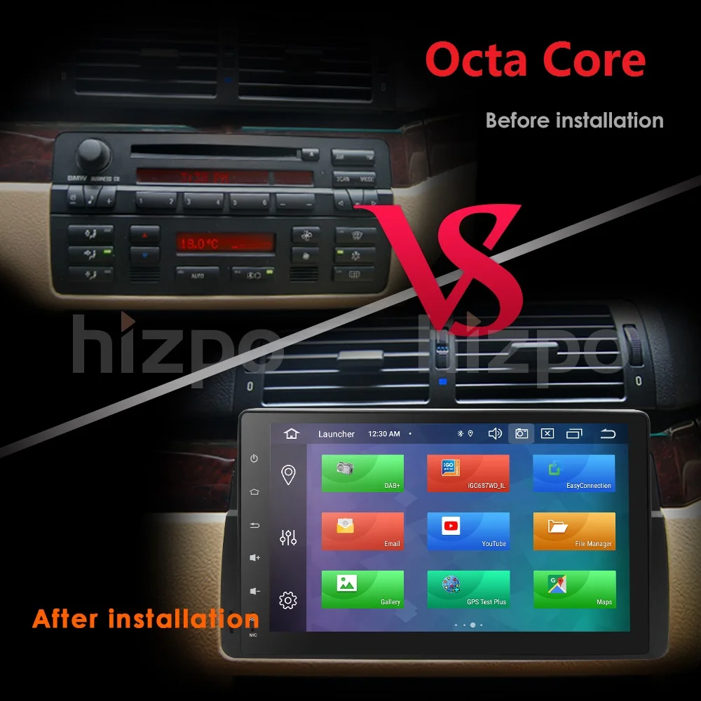 Discount DSP Android 9.0 1Din 4/8Core 9 inch Car GPS for BMW E46 318 320 M3 3series 4GWIFI Navi Radio BT DAB+TPMS DVR RDS SWC DTV MAP CAM 2