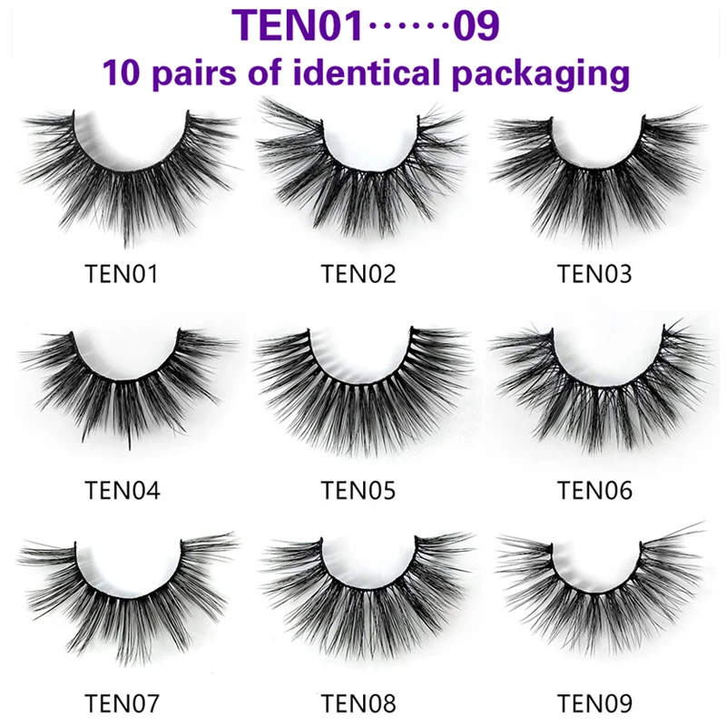 

10 Pairs 3D False Eyelashes Set Makeup Eyelashes Soft Thick Natural Long Dramatic Volume 5D Mink Eyelash Lash For Dropshipping