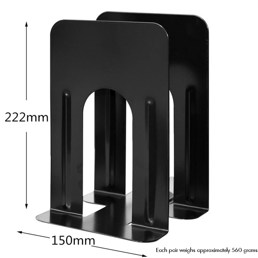 Metal Heavy Duty Bookends, Black Bookends Stand for Book Shelves