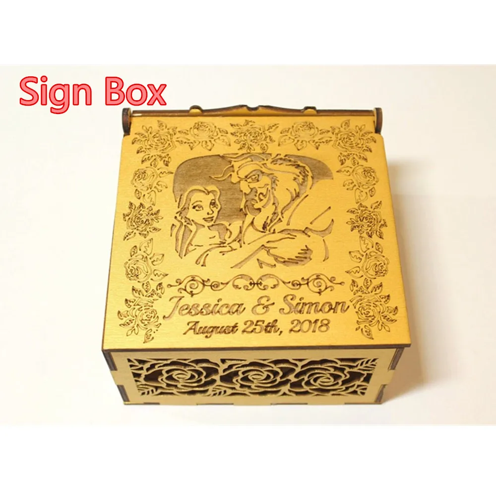 Personalize Wedding Guest Book Shadow Box Beauty And The Beast Engagement Bridal Shower Guest Book Drop Box Wedding Wish Box Signature Guest Books Aliexpress