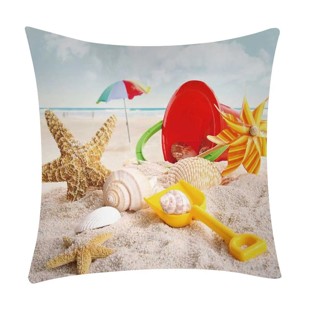 

Ouneed Pillowcase cartoon Starfish Beach print Cushion Cover Waist Throw Pillow case Home Decor animeative cojines almofadas new
