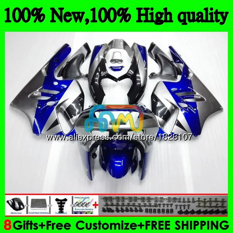 Корпус для KAWASAKI ZX900 900 CC ZX 900 9 R 19BS. 9, синего и серебряного цвета 9R 900CC ZX-9R ZX9R 94 95 96 97 1994 1995 1996 1997 обтекатели комплект - Цвет: No. 1