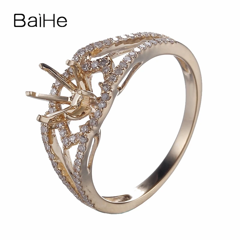 BAIHE Solid 14K желтое золото около 6-6,5 мм круглый без основного камня помолвка женские модные ювелирные изделия мода полу крепление Подарочное кольцо