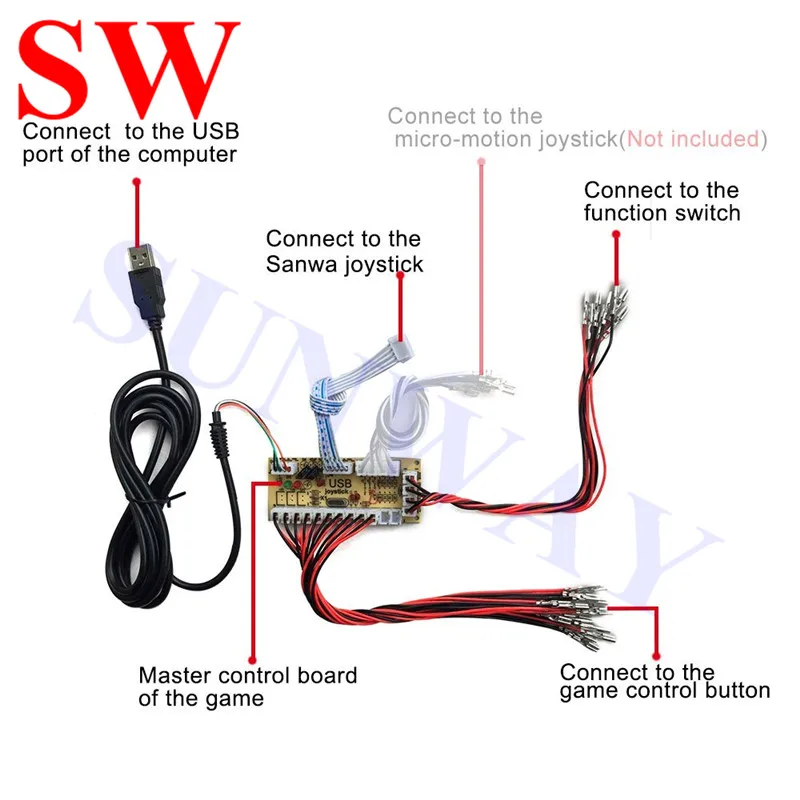 Аркада Jamma кабинет DIY Kit нулевой задержкой USB игровой контроллер для подключения к ПК в Zippy джойстик 4/8 железнодорожные пути+, маленького размера, круглой формы с диаметром 32 мм светодиодный кнопки