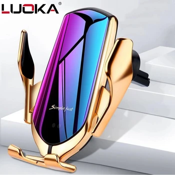 

Dropshipping 10W Wireless Charger Car Holder R1 Automatic Clamping Smart Infrared Sensor Qi Air Mobile Phone Bracket Stand