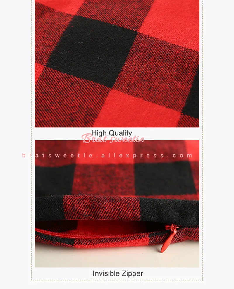 Red and Black Christmas Buffalo Check Plaid Pillow Case Valentines Day Polyester Cushion Covers Pillowcase for Home Decorations