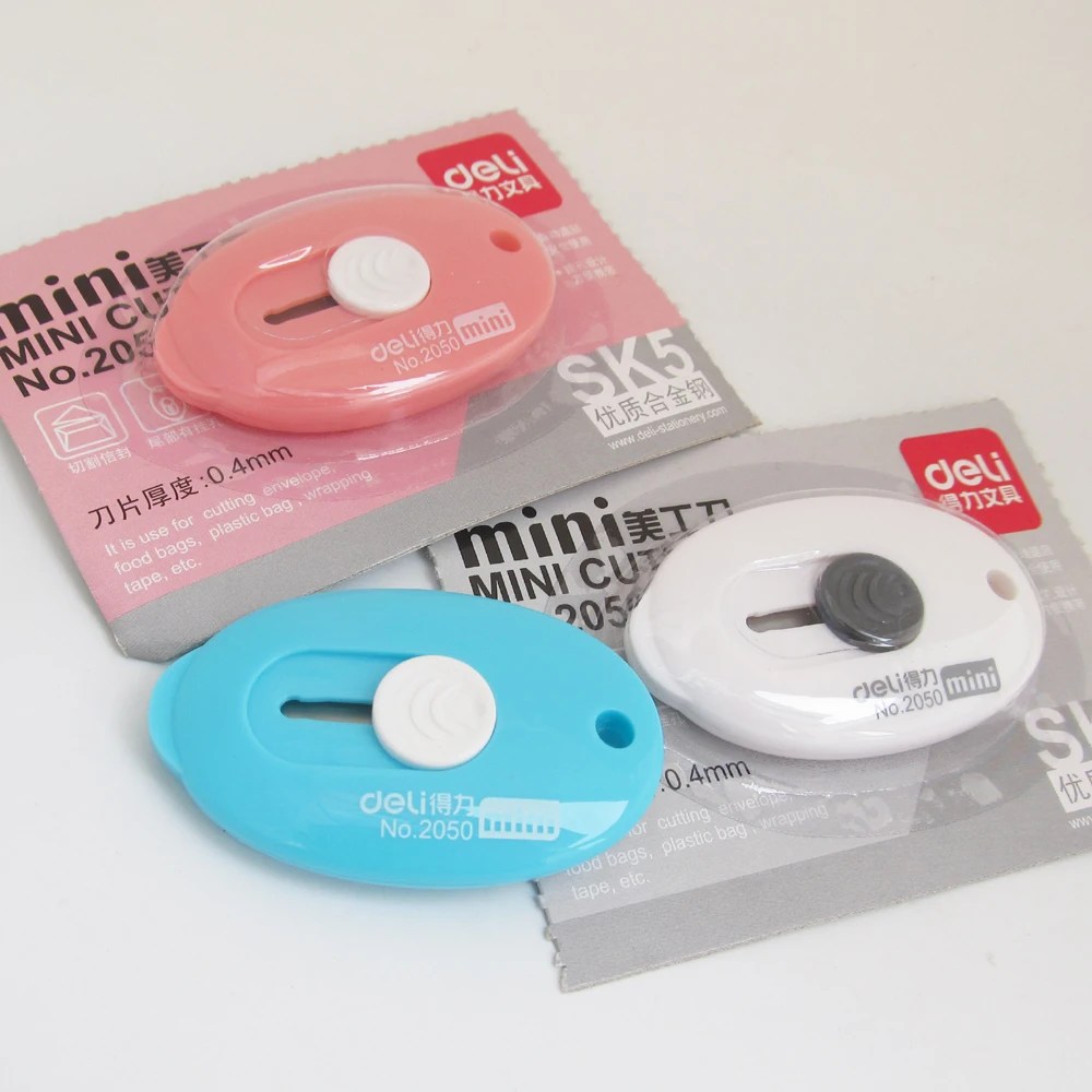 Deli Mini Utility Knife Box Cutter Auto-Retractable Razor Blade Knife 1pc 2050