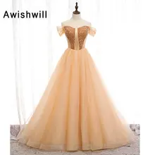 Новое поступление бисером платье для выпускного вечера длинное кружевное платье трапециевидной формы с открытой спиной с фатиновой юбкой платье с открытыми плечами вечернее платье вечерние платья Для женщин праздничный стиль zomer майка