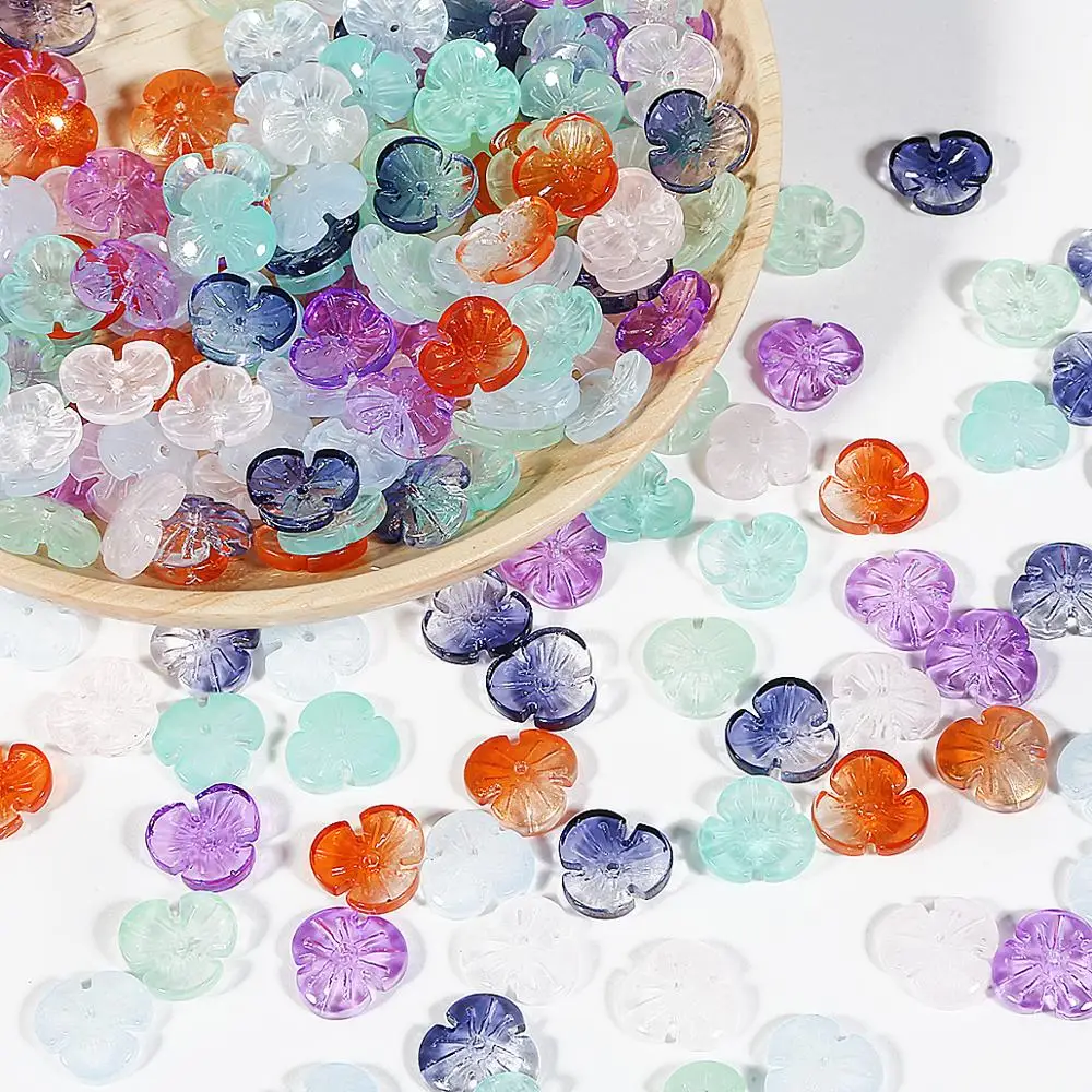 

10pcs/lot Flower Shape DIY Handmade Hair Clip Material Jewelry Accessories Czech Glaze Petals Loose Beads for Jewelry Making