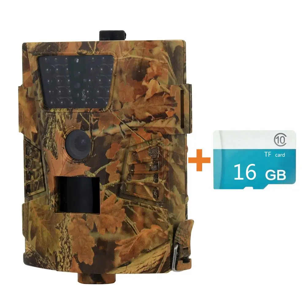 with 16G IP54 Водонепроницаемая фотоловушка 12MP 1080P 30 шт. Инфракрасные светодиоды 850nm Охота Камера 120 градусов угол дикий Камера HT-001B - Цвет: with 16G