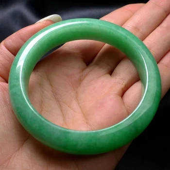 

Natural Burmese Jadeite 54-64mm Green Bracelet Elegant Princess Jewelry Best Gift Present